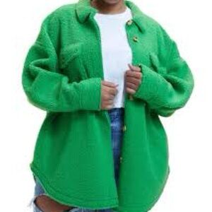 Good American Green Teddy Jacket